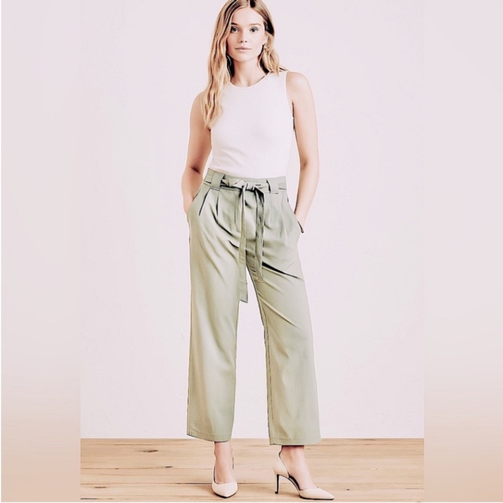 Anthropologie SAGE The Label Dress Pants Wide Leg S Belted Pockets High Waisted
